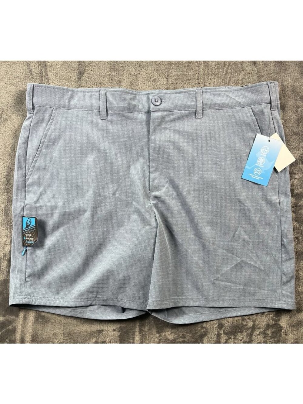 Birdie Bound Golf Performance Dice Chino Shorts 7" Inseam Men's 42 Blue